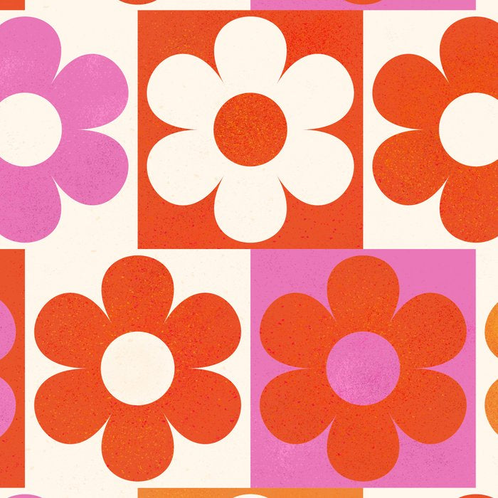 Pink and Orange Retro Daisies Coffee Mug Gallery Image 2