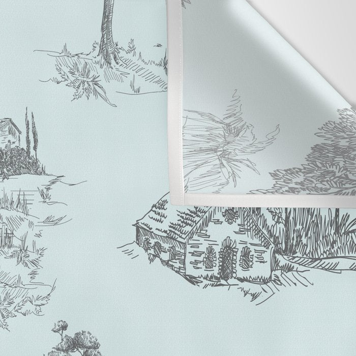 Toile de Jouy Vintage French Pastoral Light Blue & Black  Wall Tapestry Gallery Image 3