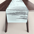 Toile de Jouy Vintage French Pastoral Light Blue & Black  Table Runner Gallery Image 1