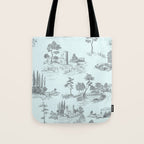 Toile de Jouy Vintage French Pastoral Light Blue & Black  Tote Bag Gallery Image 1