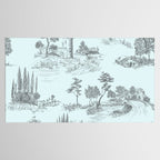 Toile de Jouy Vintage French Pastoral Light Blue & Black  Tablecloth Gallery Image 2