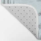 Toile de Jouy Vintage French Pastoral Light Blue & Black  Bath Mat Gallery Image 2