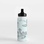 Toile de Jouy Vintage French Pastoral Light Blue & Black  Water Bottle Gallery Image 2