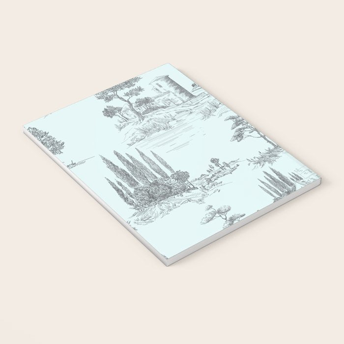 Toile de Jouy Vintage French Pastoral Light Blue & Black  Notebook Gallery Image 3