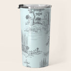 Toile de Jouy Vintage French Pastoral Light Blue & Black  Travel Mug Gallery Image 3