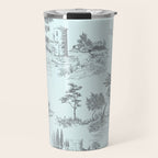 Toile de Jouy Vintage French Pastoral Light Blue & Black  Travel Mug Gallery Image 1