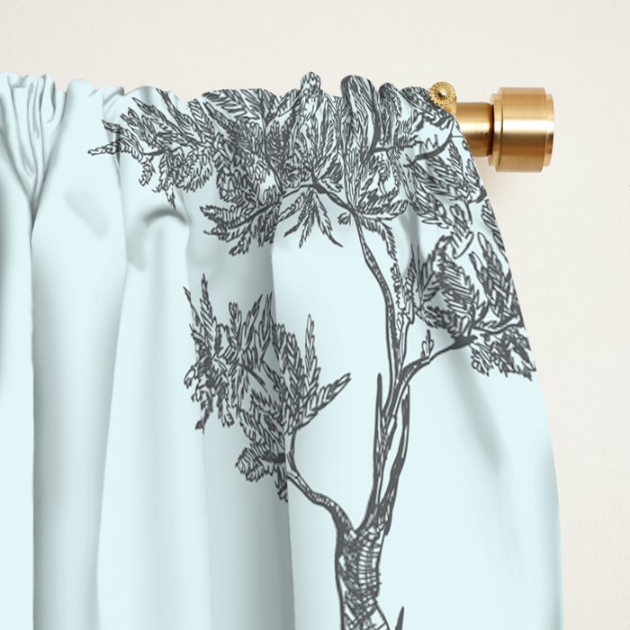 Toile de Jouy Vintage French Pastoral Light Blue & Black  Window Curtain Gallery Image 2