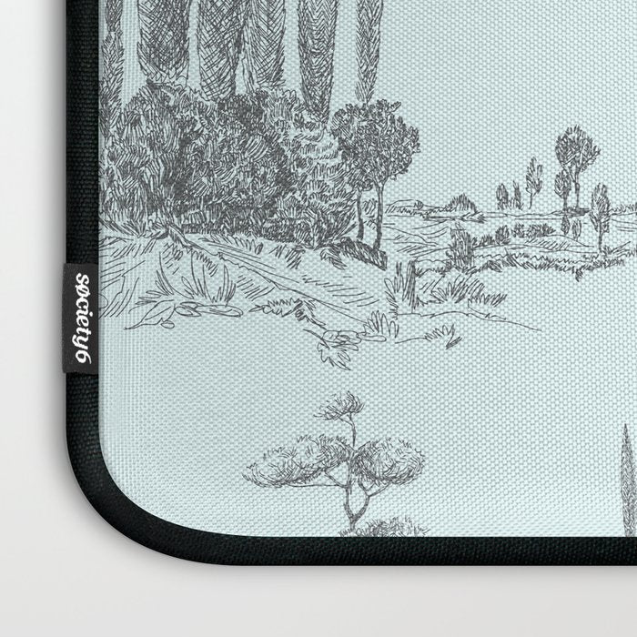 Toile de Jouy Vintage French Pastoral Light Blue & Black  Laptop Sleeve Gallery Image 3