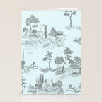 Toile de Jouy Vintage French Pastoral Light Blue & Black  Stationery Card Gallery Image 2