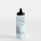 Toile de Jouy Vintage French Pastoral Light Blue & Black  Water Bottle Gallery Image 3