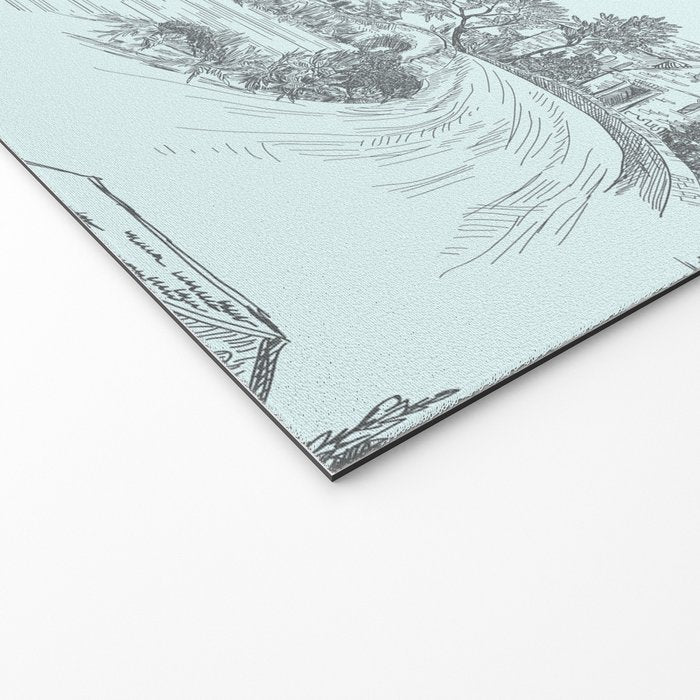 Toile de Jouy Vintage French Pastoral Light Blue & Black  Welcome Mat Gallery Image 2