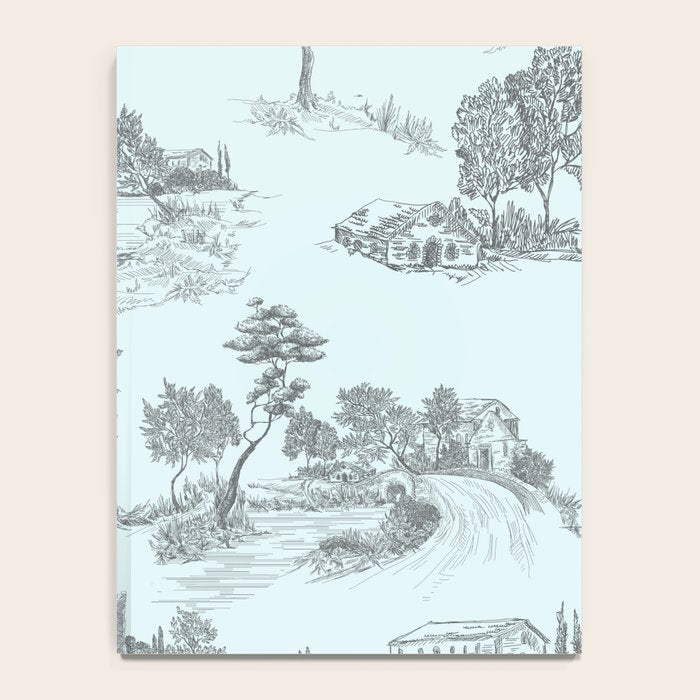 Toile de Jouy Vintage French Pastoral Light Blue & Black  Notebook Gallery Image 4