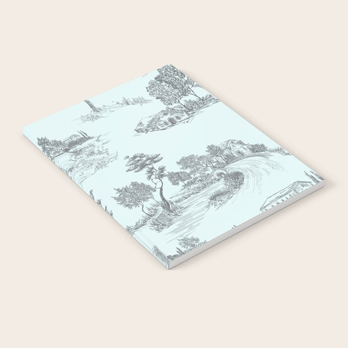 Toile de Jouy Vintage French Pastoral Light Blue & Black  Notebook Gallery Image 1