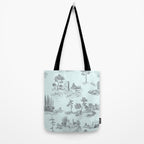 Toile de Jouy Vintage French Pastoral Light Blue & Black  Tote Bag Gallery Image 2