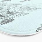Toile de Jouy Vintage French Pastoral Light Blue & Black  Bath Mat Gallery Image 3