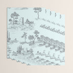 Toile de Jouy Vintage French Pastoral Light Blue & Black  Wrapping Paper Gallery Image 3