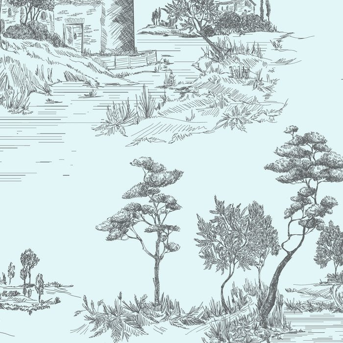 Toile de Jouy Vintage French Pastoral Light Blue & Black  Coffee Mug Gallery Image 2