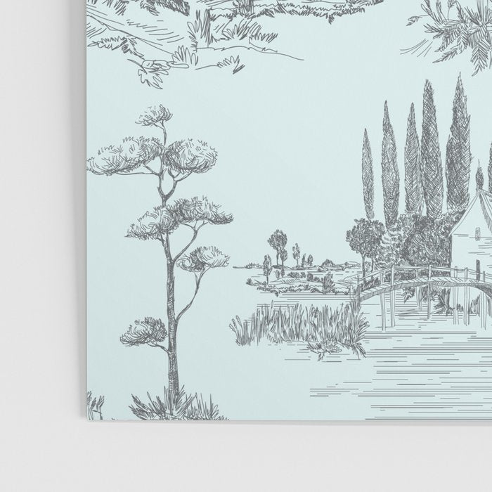 Toile de Jouy Vintage French Pastoral Light Blue & Black  Poster Gallery Image 3