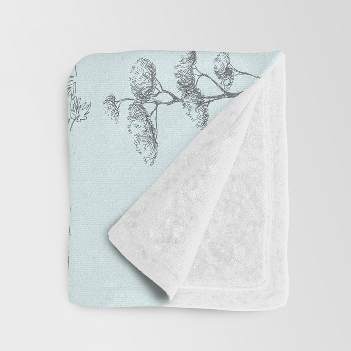 Toile de Jouy Vintage French Pastoral Light Blue & Black  Throw Blanket Gallery Image 3