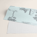Toile de Jouy Vintage French Pastoral Light Blue & Black  Wrapping Paper Gallery Image 2