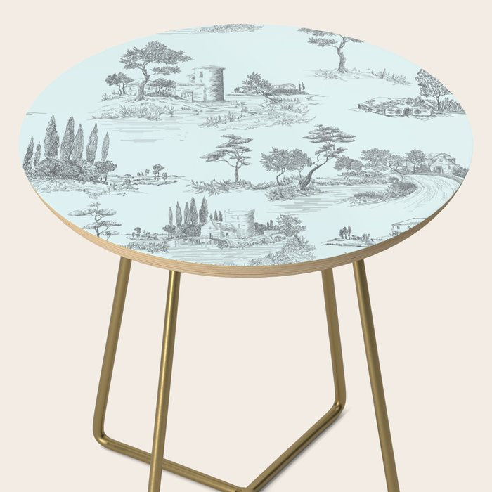 Toile de Jouy Vintage French Pastoral Light Blue & Black  Side Table Gallery Image 2