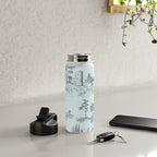Toile de Jouy Vintage French Pastoral Light Blue & Black  Water Bottle Gallery Image 4