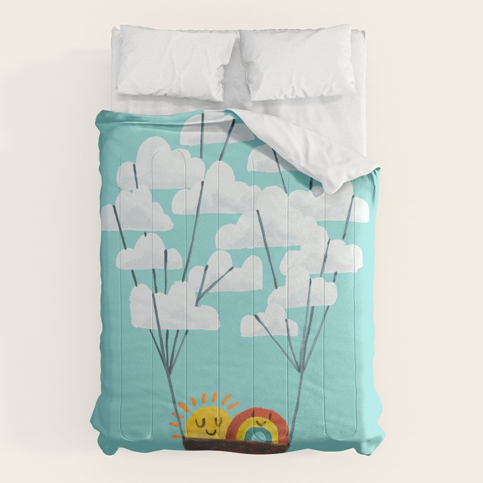 Hot cloud balloon - sun and rainbow Comforter Gallery Image 6