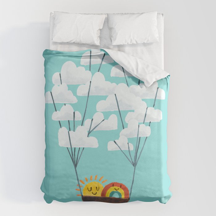 Hot cloud balloon - sun and rainbow Duvet Cover Gallery Image 6