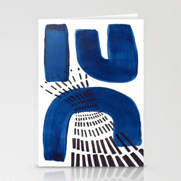 Abstract Expressionism Mid Century Modern Acrylic Painting Minimalist Art Navy Blue Black Line Patte Stationery Card Gallery Image 2