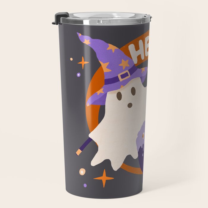 Here for the boos - cute witchy ghost Travel Mug Gallery Image 3
