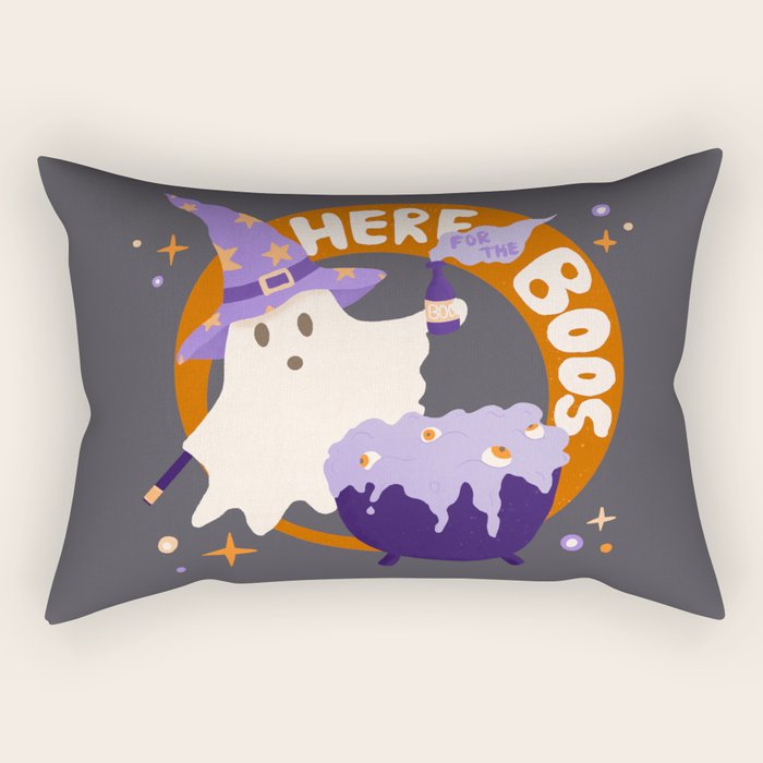 Here for the boos - cute witchy ghost Rectangular Pillow Gallery Image 1