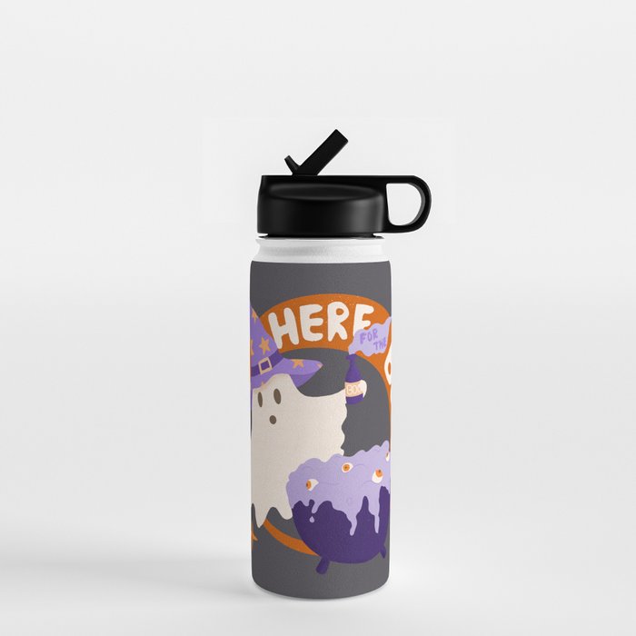 Here for the boos - cute witchy ghost Water Bottle Gallery Image 1