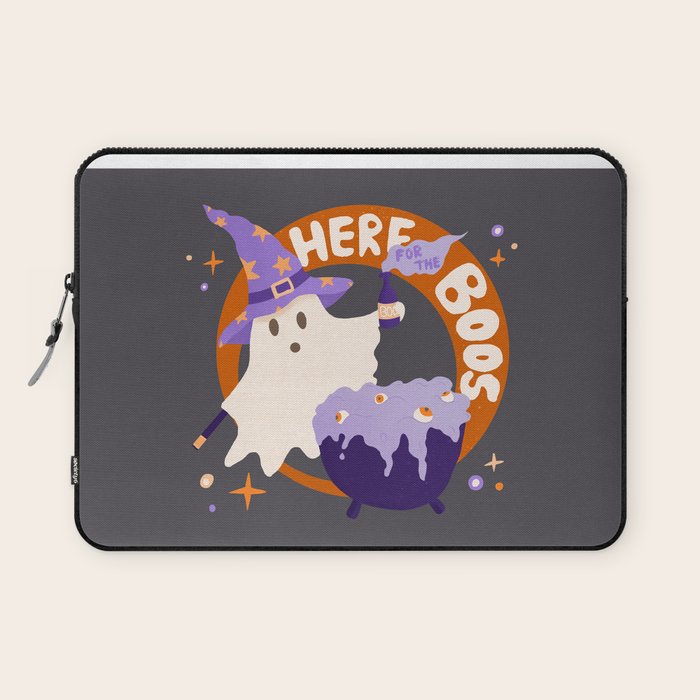 Here for the boos - cute witchy ghost Laptop Sleeve Gallery Image 1