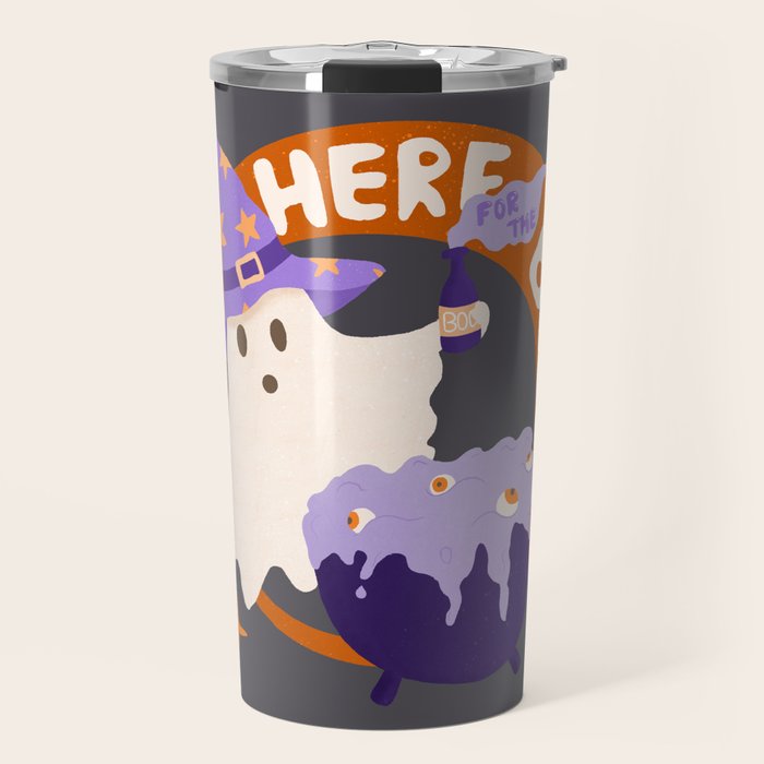 Here for the boos - cute witchy ghost Travel Mug Gallery Image 1