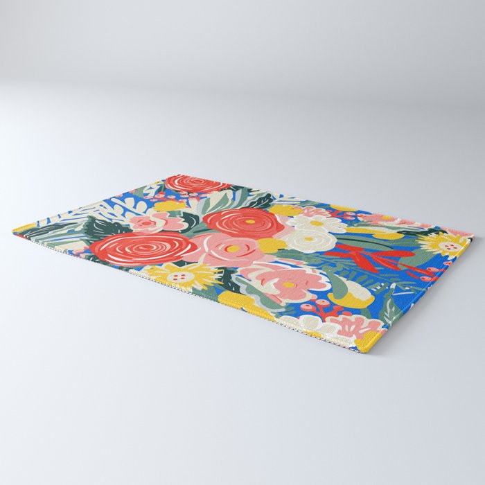 Colorful nature flower art pattern Rug Gallery Image 3