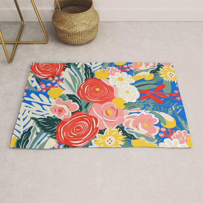 Colorful nature flower art pattern Rug Gallery Image 1