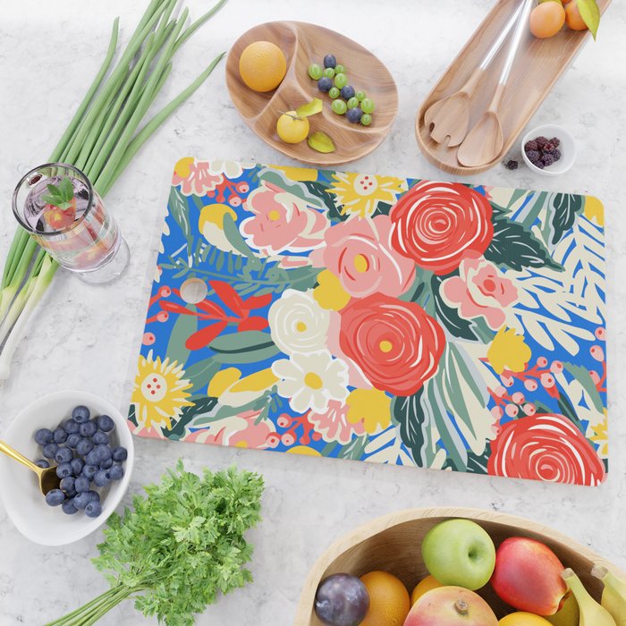 Colorful nature flower art pattern Cutting Board Gallery Image 2