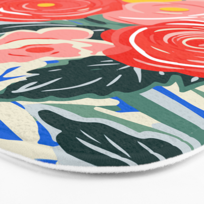 Colorful nature flower art pattern Bath Mat Gallery Image 3