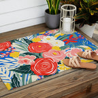 Colorful nature flower art pattern Outdoor Rug Gallery Image 2