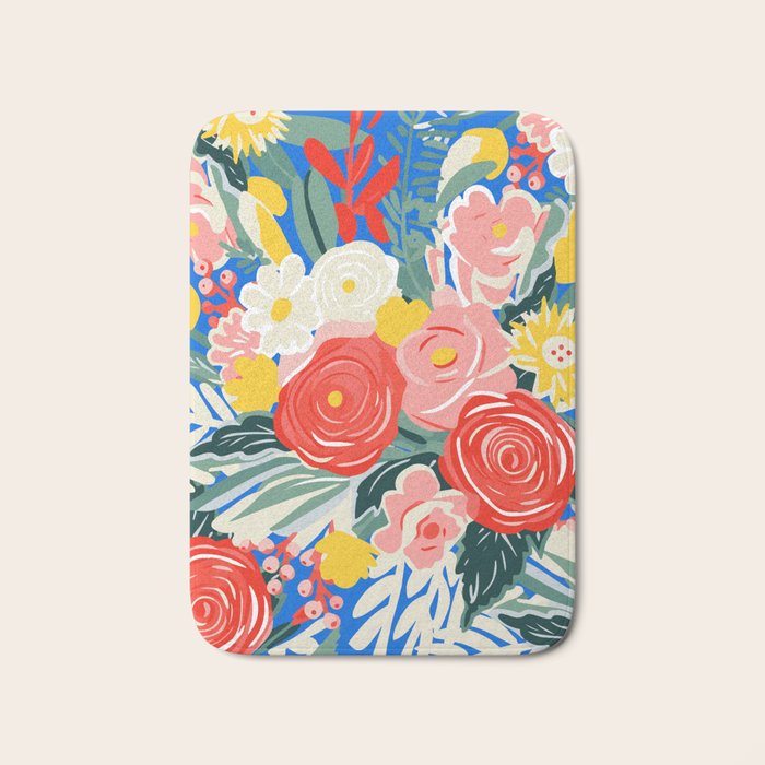 Colorful nature flower art pattern Bath Mat Gallery Image 1