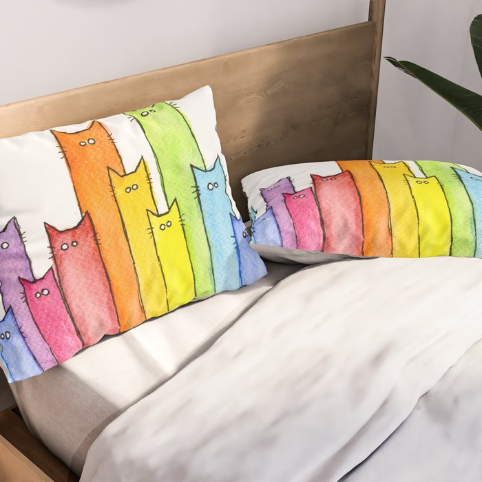 Rainbow of Cats Funny Whimsical Animals Pillow Sham Gallery Image 2
