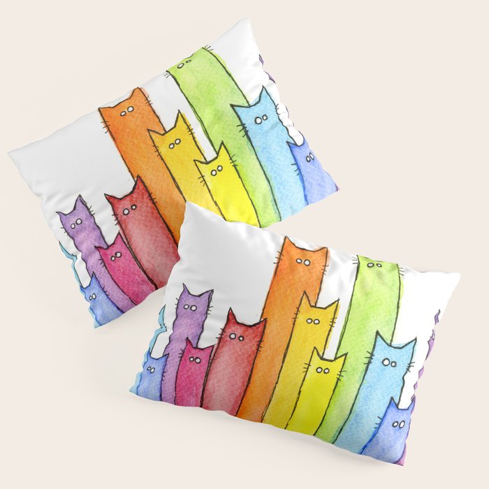 Rainbow of Cats Funny Whimsical Animals Pillow Sham Gallery Image 3