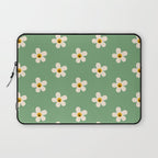Retro Happy Daisy Flower in Green Laptop Sleeve Gallery Image 1