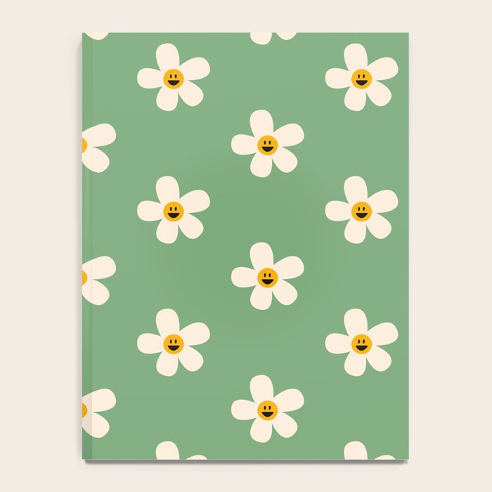 Retro Happy Daisy Flower in Green Notebook Gallery Image 4