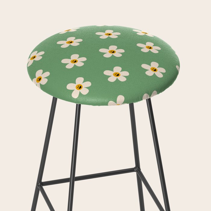 Retro Happy Daisy Flower in Green Stool Gallery Image 2