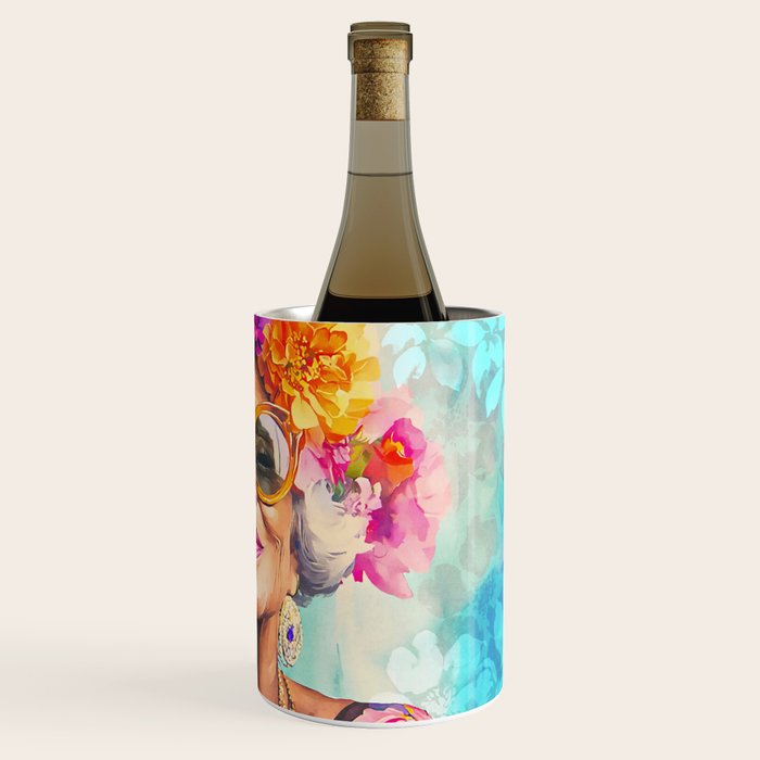 Joie De Vivre Ageless Style Flower Power Woman Portrait Wine Chiller Gallery Image 3