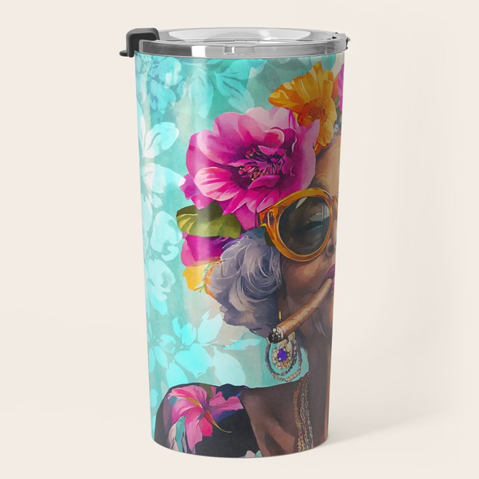 Joie De Vivre Ageless Style Flower Power Woman Portrait Travel Mug Gallery Image 3