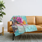 Joie De Vivre Ageless Style Flower Power Woman Portrait Throw Blanket Gallery Image 1