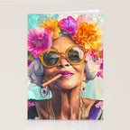 Joie De Vivre Ageless Style Flower Power Woman Portrait Stationery Card Gallery Image 2