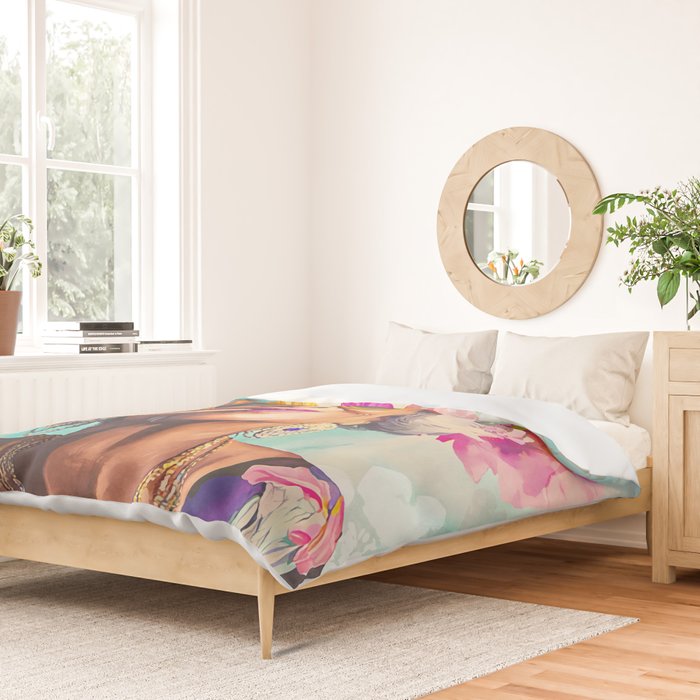 Joie De Vivre Ageless Style Flower Power Woman Portrait Duvet Cover Gallery Image 2